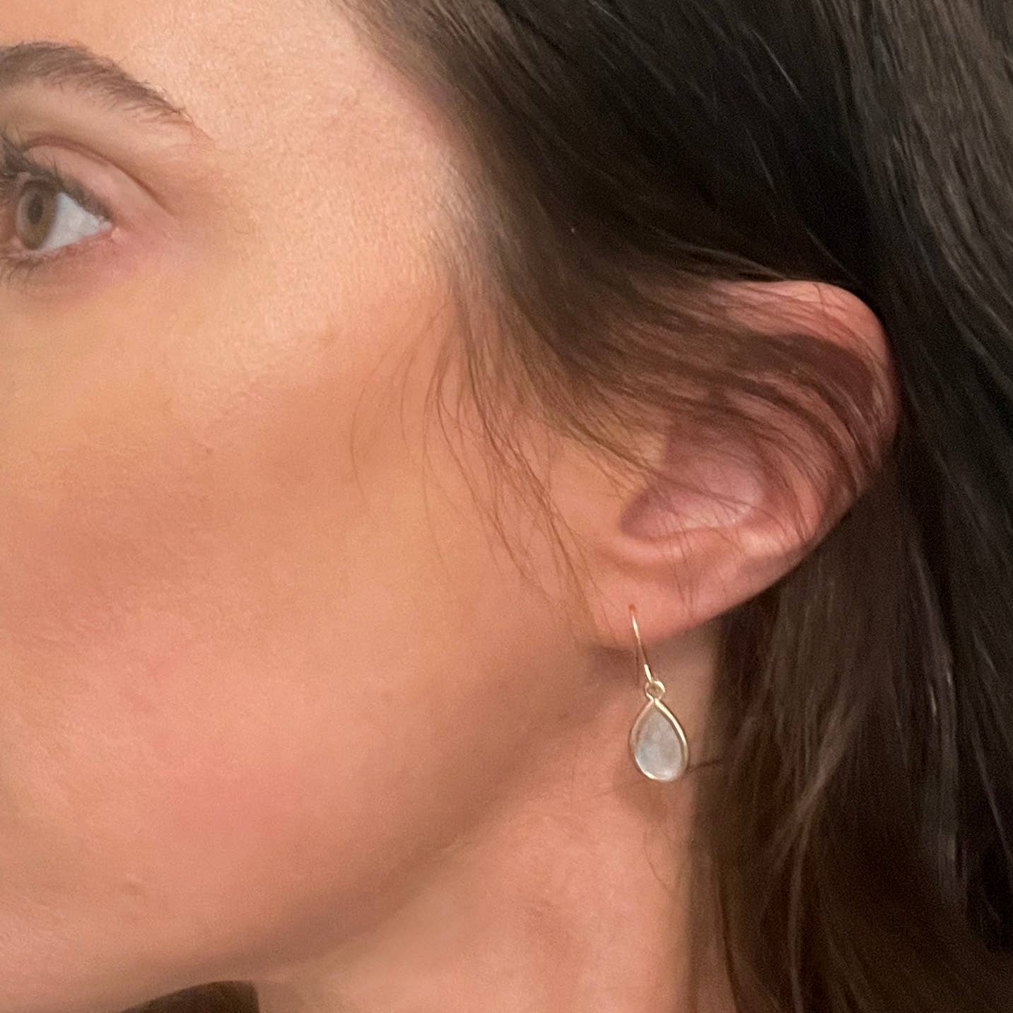 Sela+Sage - Large Circle Earring with Creamy Iridescent Mother of Pearl