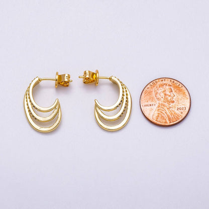 Aim Eternal - 16K Gold Filled 21mm Micro Paved CZ Claw J-Shaped Hoop Earrings in Gold & Silver | Earrings-00337 Earrings-00338