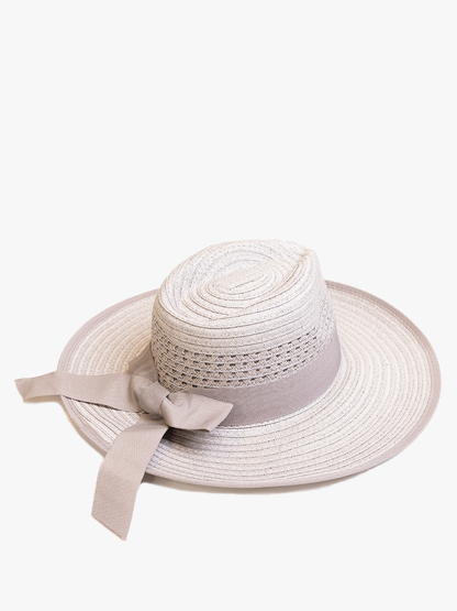 Jen & Co. - HAT2494 Diane Straw Fedora w/ Ribbon & Contrast Trim