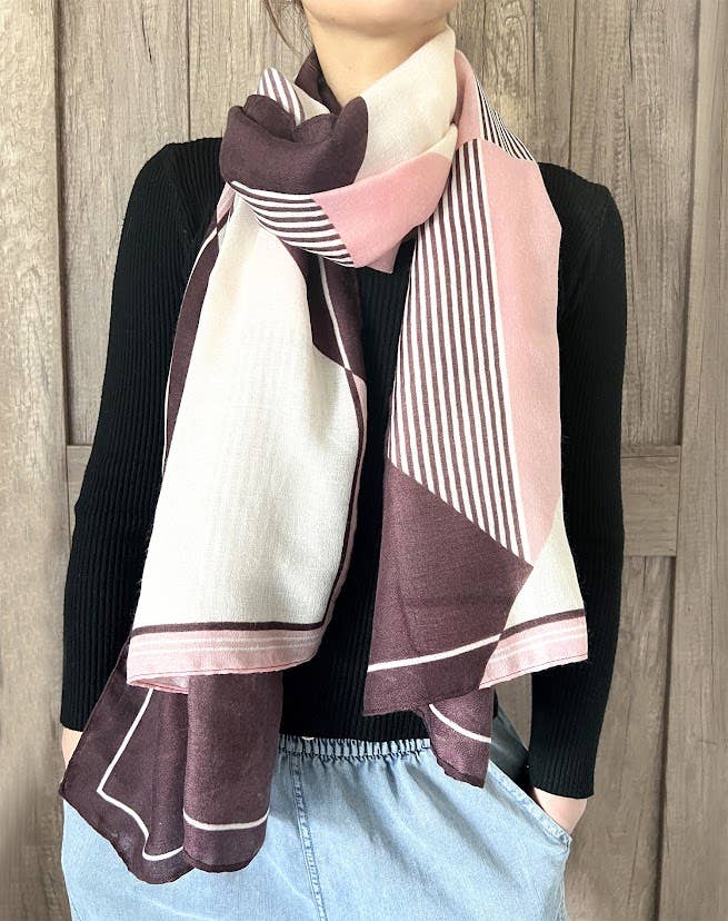 Pink Multi Geometric Wrap Scarf