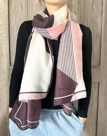 Pink Multi Geometric Wrap Scarf
