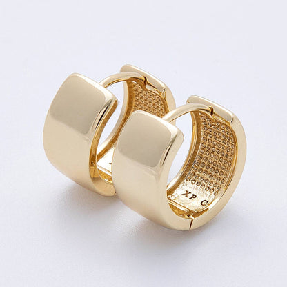Aim Eternal - 14K Gold Filled 15mm Minimalist Plain Wide Huggie Earrings | EARRINGS-00181