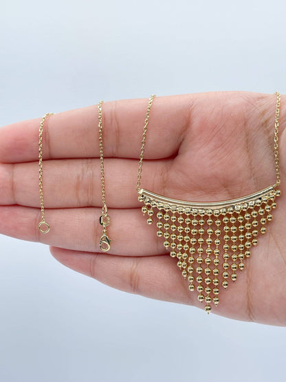 Milie Jewels - 18k Gold Filled Boho Chain Necklace Fringe Dangling Beads