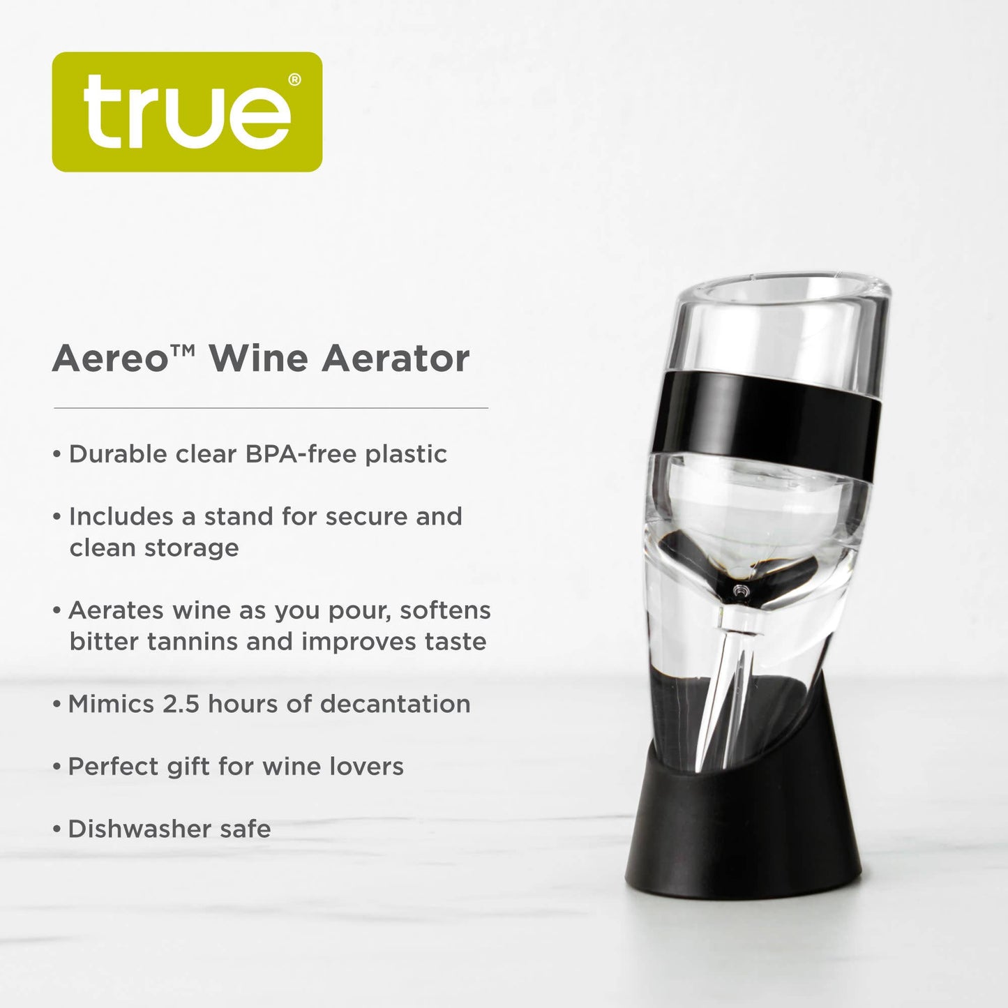 TRUE - Aereo Hand Held Wine Aerator with Stand