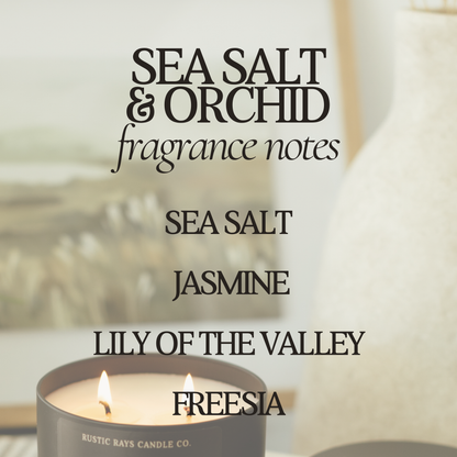 RR109 Rustic Rays Candle Co. - Sea Salt & Orchid 12 oz Soy Candle - Spring Home Decor