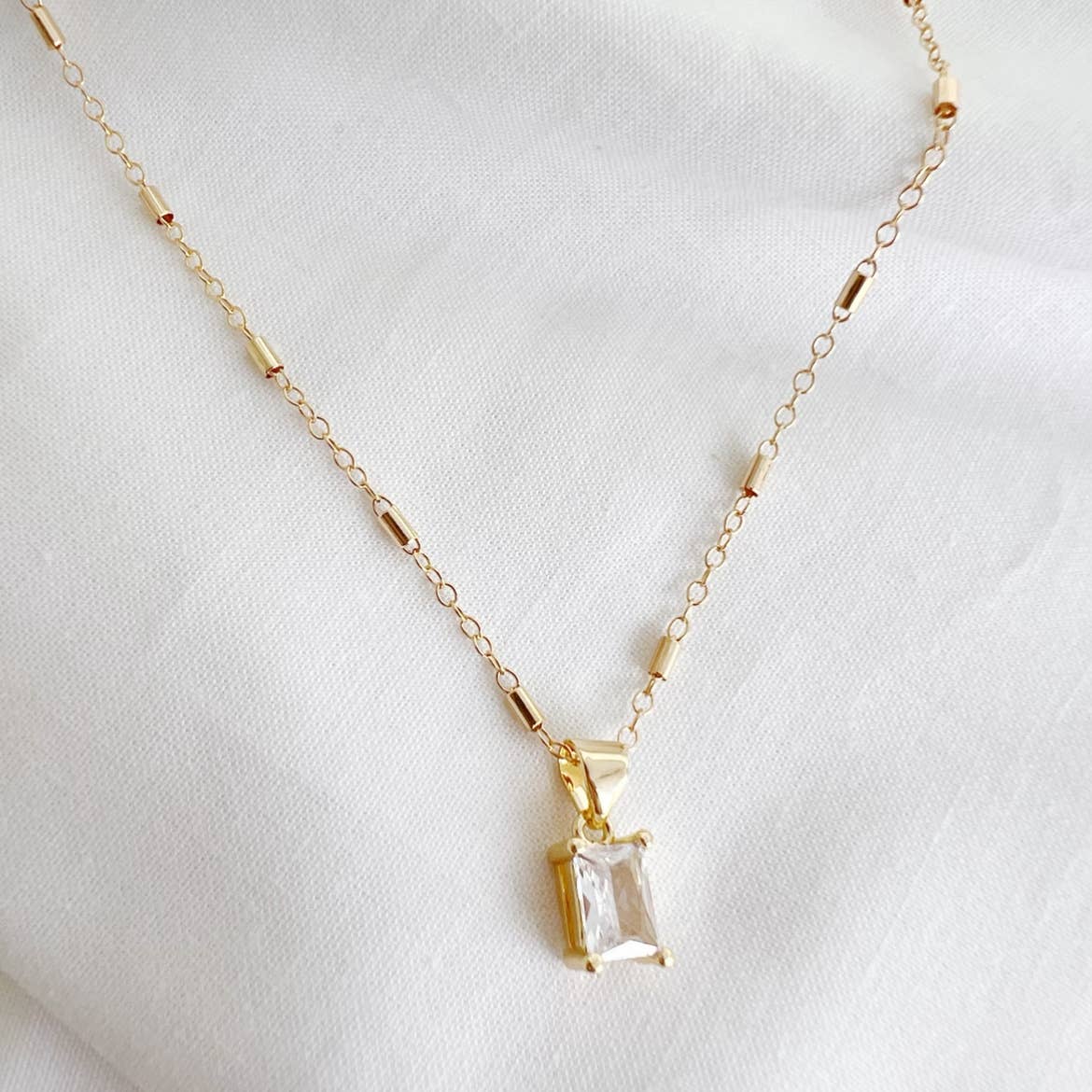 True by Kristy Jewelry - Goldie Clear CZ Pendant Necklace Gold Filled