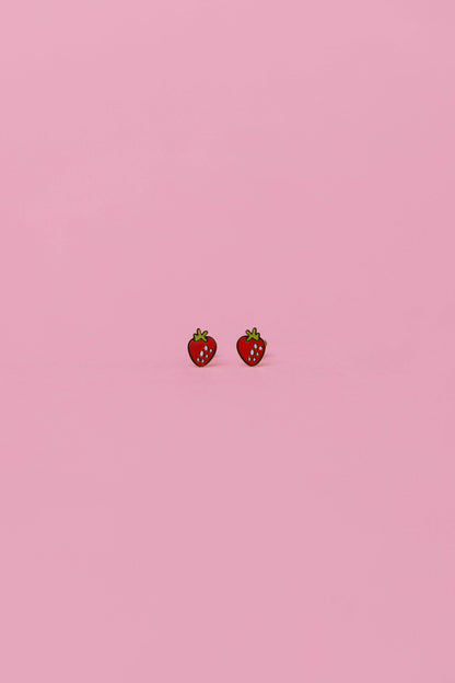 JaxKelly - Strawberry Enamel Flat Back Kids Earrings