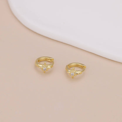 Melange Blanc - E168 star huggie earring, star huggies, star hoop, starburst