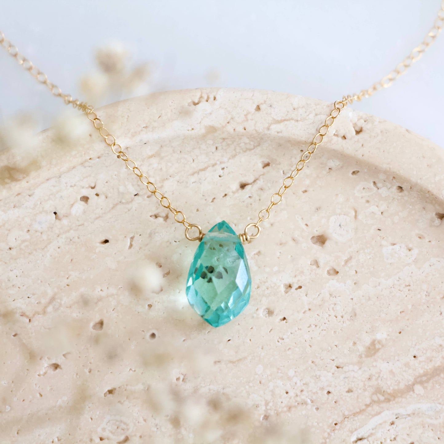Mesa Blue - Aquamarine Quartz Necklace - Gold Filled