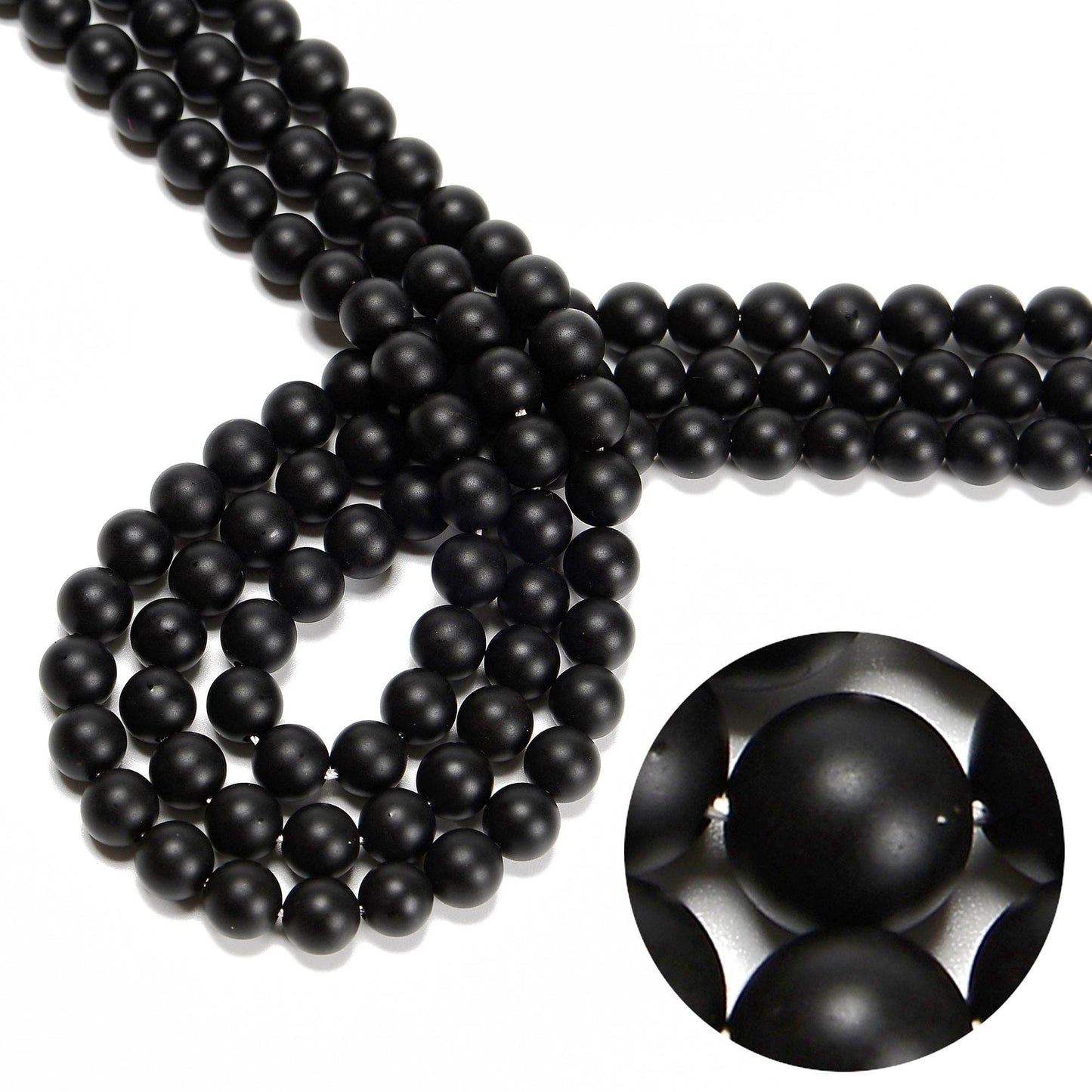 CRCBEADS - Black Onyx Matte Round Beads 4mm 6mm 8mm 10mm 12mm Approx 15.5" Strand