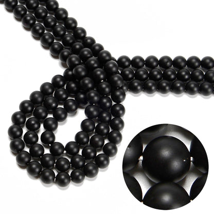 CRCBEADS - Black Onyx Matte Round Beads 4mm 6mm 8mm 10mm 12mm Approx 15.5" Strand