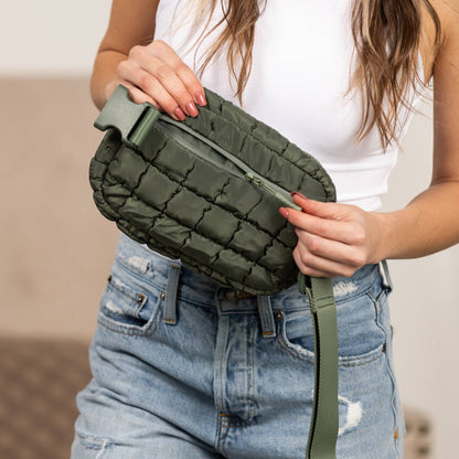 Aili's Corner - Evyn Quilted Puffer Sling Crossbody Belt Bum Fanny Waist Bag