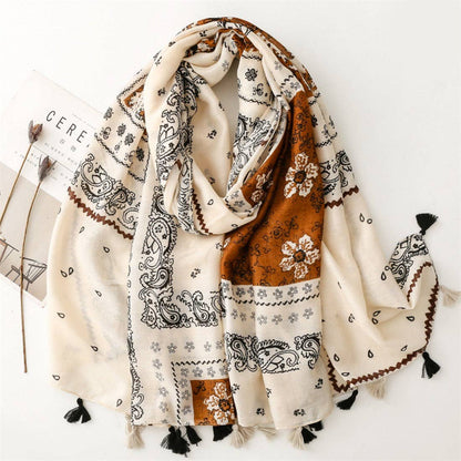 Funkyrel® Atzbranding Limited - Scarvii - Paisley Pattern Fringed Scarf