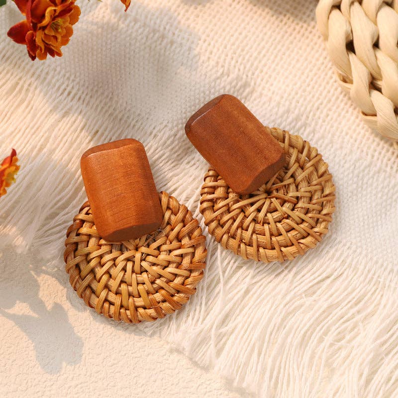 Dipped Shop - Bohemian Beach Vintage Woven Straw Earrings DP25D782