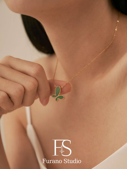 Furano Studio - Green Malachite Butterfly Pendant Necklace