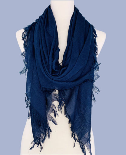JC Sunny Fashion - 10 Colors-Soft As Cashmere Oversized Solid Frayed Scarf