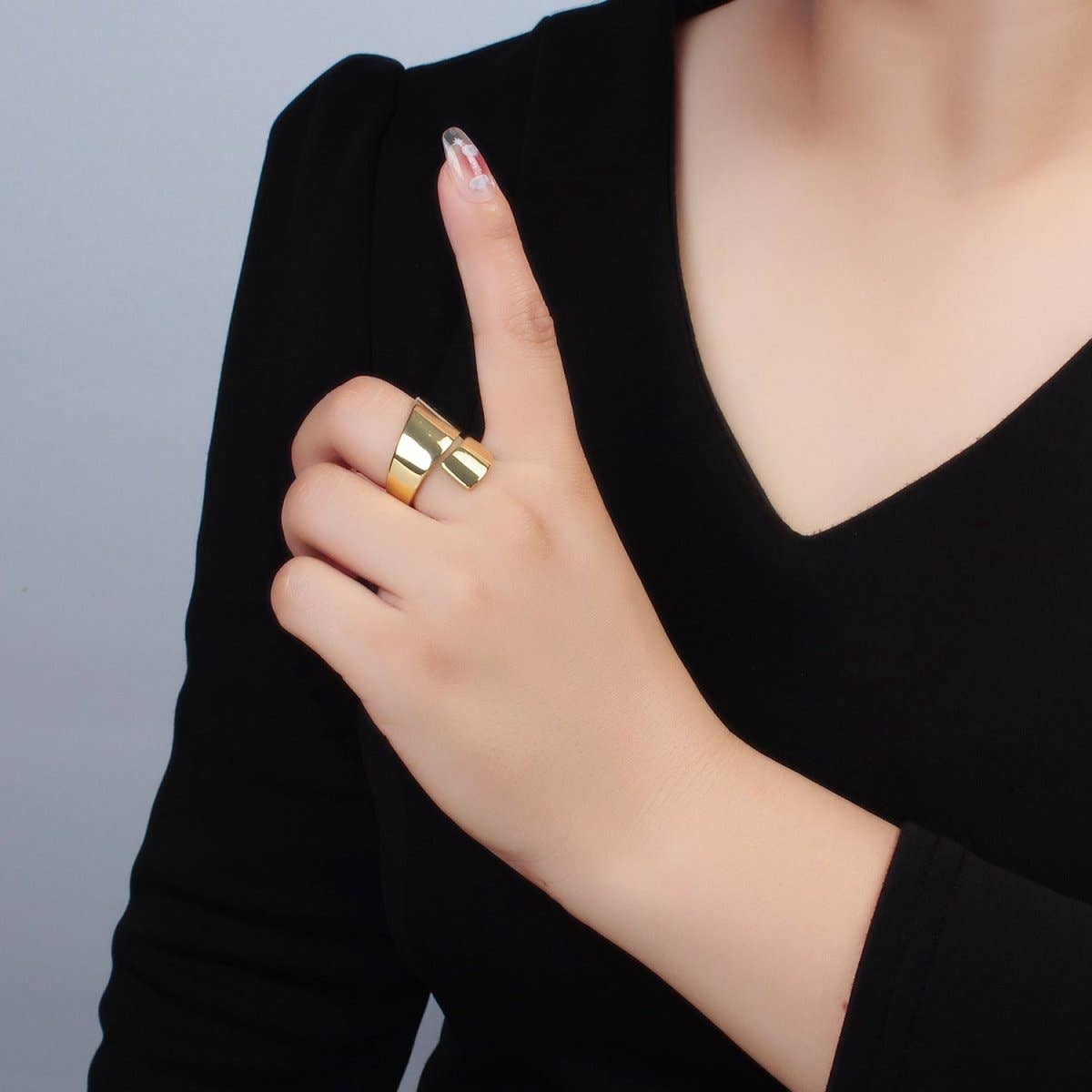 Aim Eternal - 24K Gold Filled Minimalist Double Band Signet Wrap Ring | O1404