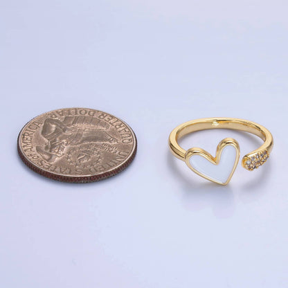 Aim Eternal - Dainty White Gold Heart Ring Adjustable Ring