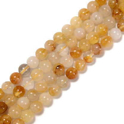 CRCBEADS - Natural Golden Healer Quartz Smooth Round Beads Size 6mm 8mm 10mm 15.5'' Strand