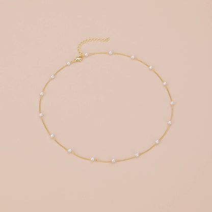 Melange Blanc - N009 Pearl Choker necklace, choker pearl necklace, pearl