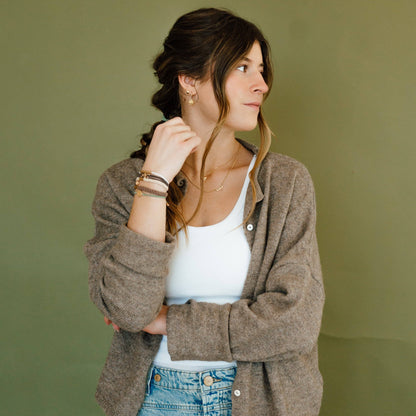 K'lani hair tie bracelets - "Climb" Natural Colors with Gold Mountain Accent hair Tie Bracelets