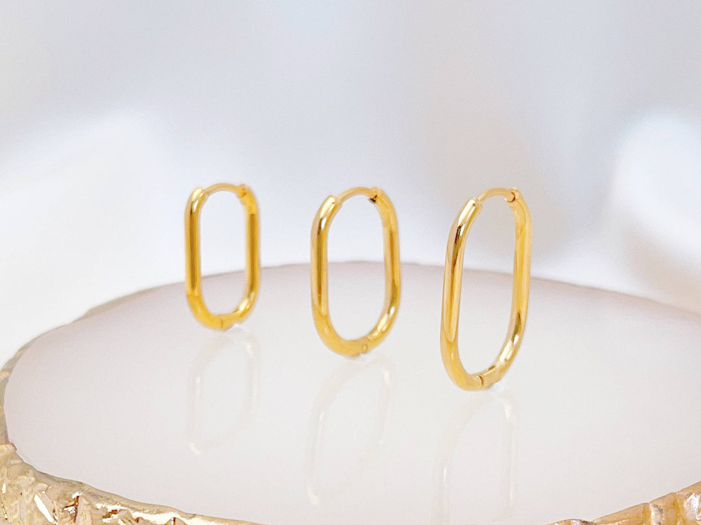 Melange Blanc - E080 rectangle hoop, hoop earring, rectanglehoop earring