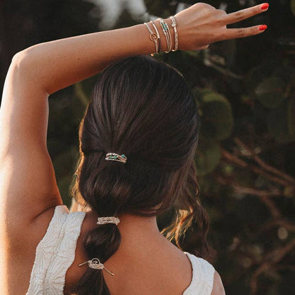 K'lani hair tie bracelets - "Reflect" Gold Wave with Beachy Neutrals Hair Tie Bracelets