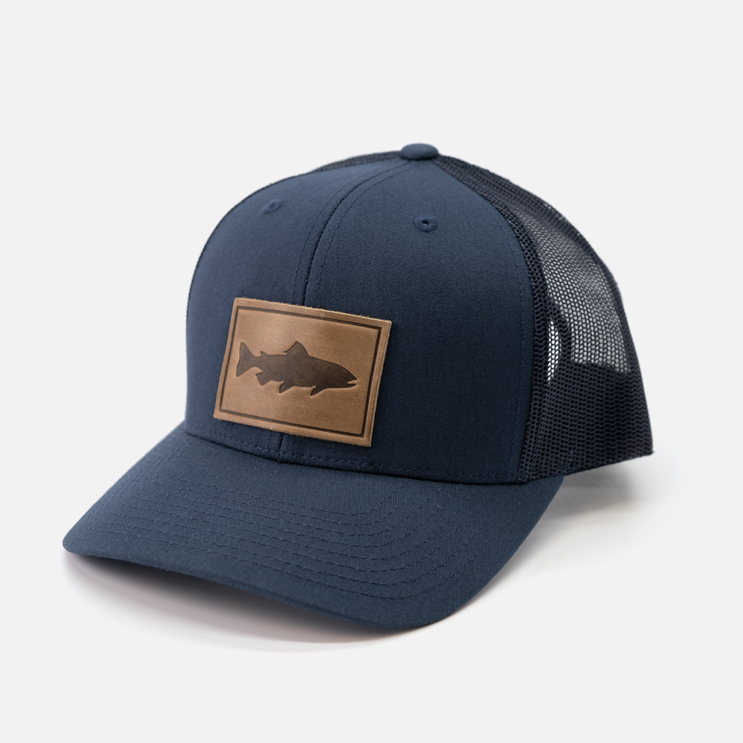Range Leather Co. - Trout Hat - Leather Patch Trucker Cap