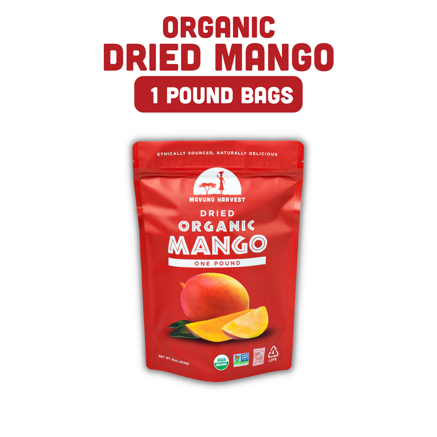 Mavuno Harvest Organics - Organic Dried Mango, 6-pack case