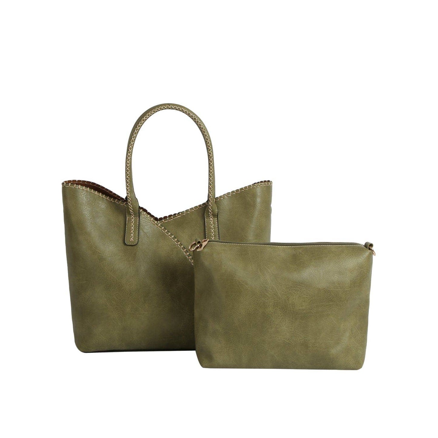 MiMi Wholesale - COL001-2 2-in-1 Stitch Trim Detail Shoulder/Tote Set Bag