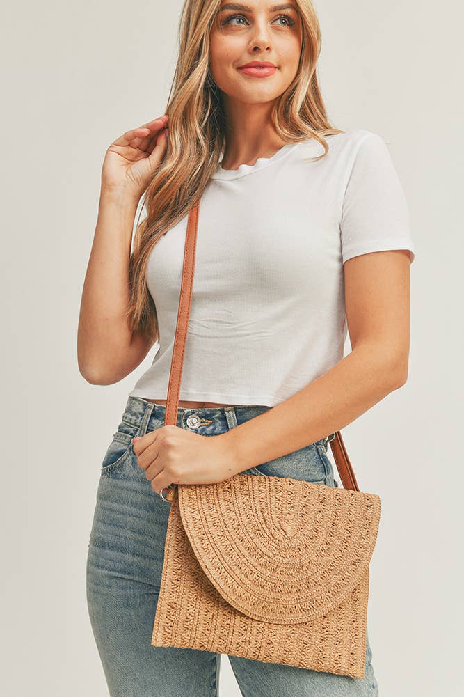 Hana - Straw Envelope Crossbody and Clutch Bag