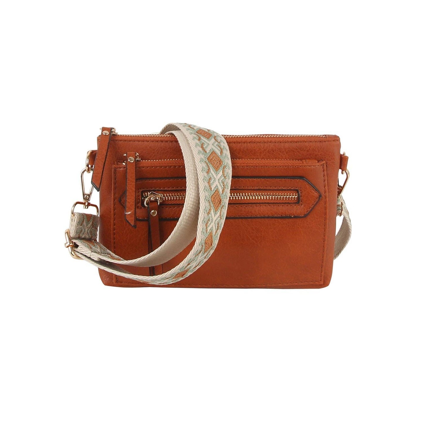 Handbag Factory Corp - Small retangular front zipper guitar strap crossbody