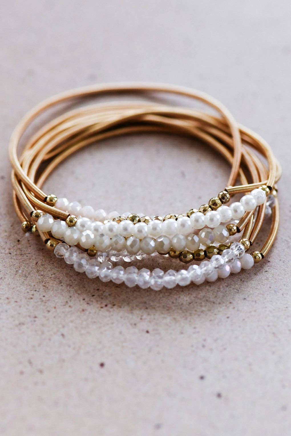 MA101 Mia Accessories - Boho Layered Spring Coil Guitar String Bracelet Set - 6961