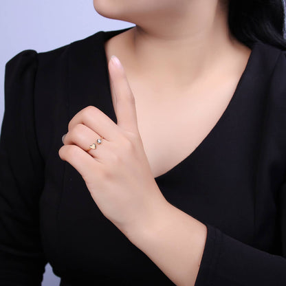Aim Eternal - Simple Minimalist Heart & CZ Stone Adjustable Open Ring