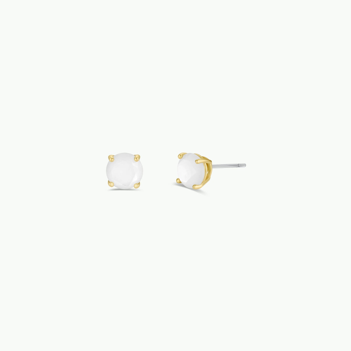 JaxKelly - Round - Mother of Pearl Gemstone - Gold Earrings