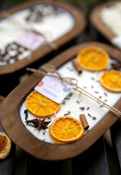 MySunshineCandless - Dough Bowl Candle With Cotto Wicks and Soy Wax/ Orange Bowl 