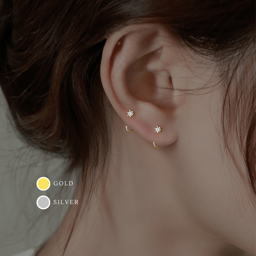 Melange Blanc - 18k gold vermeil E141 huggie hoop earrings, tiny open hoops