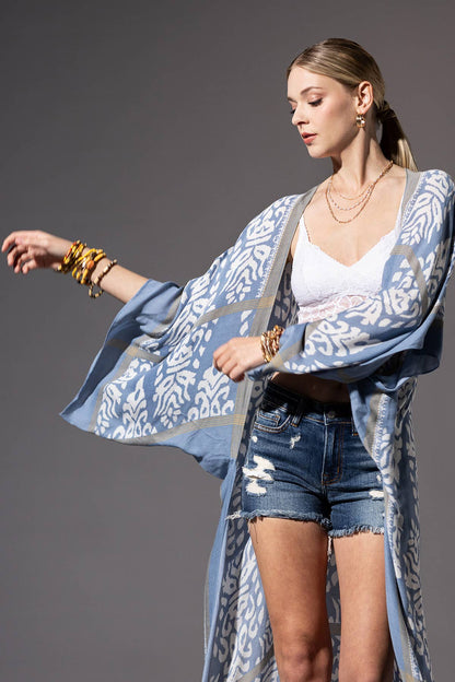 Urbanista - Damask Print Kimono with Sleeves