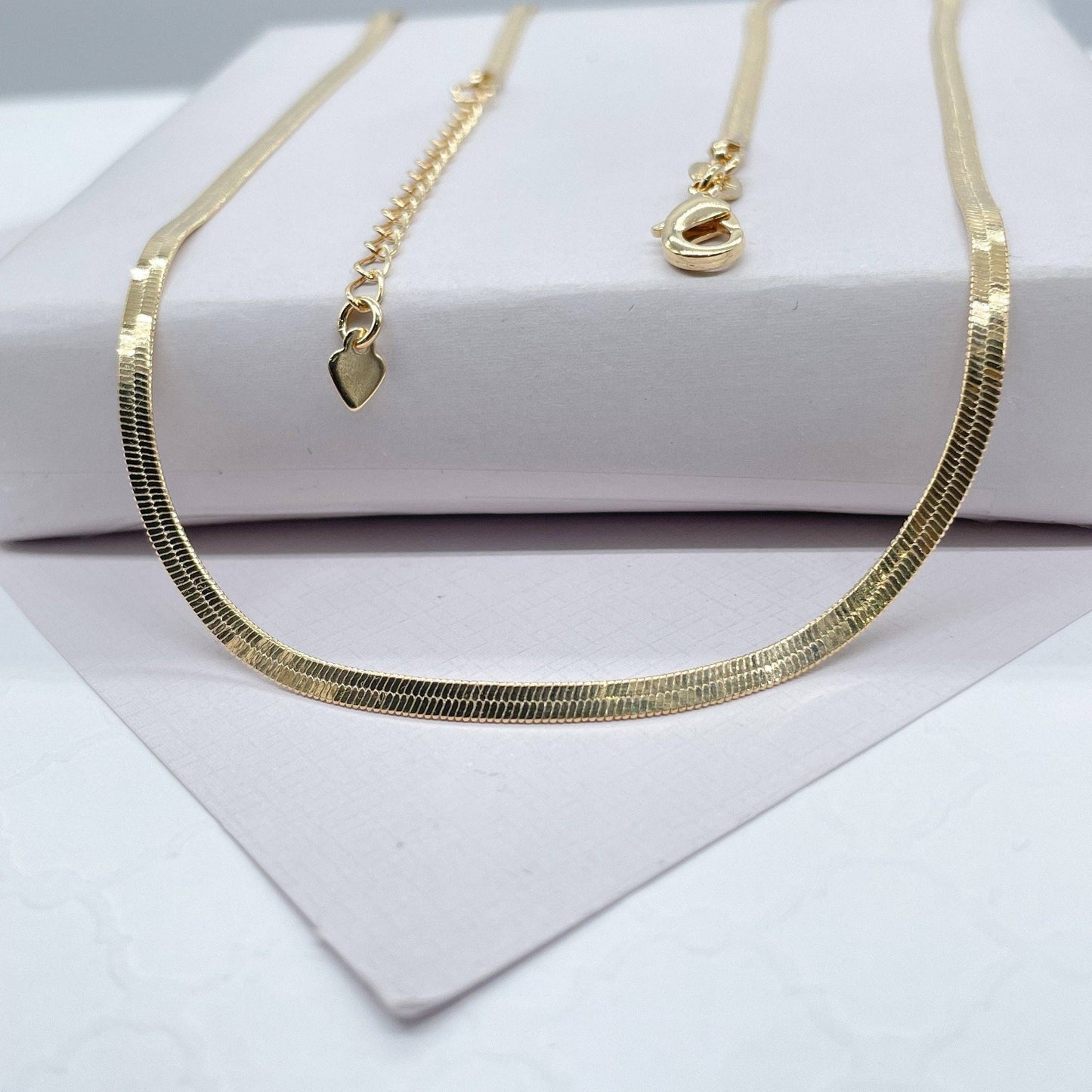 Milie Jewels - 18K Gold Filled Flexible 16"Herringbone 2mm and 2.5mm Chain