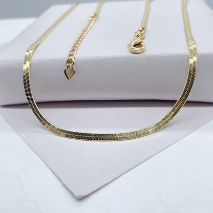 Milie Jewels - 18K Gold Filled Flexible 16"Herringbone 2mm and 2.5mm Chain