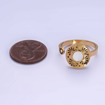 Aim Eternal - Stainless Steel Shell Open Flower Petal Filigree Round Ring