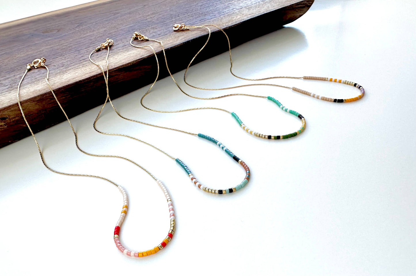 Ocean Breakup - Thin Beaded Necklace - Color Mix Collection
