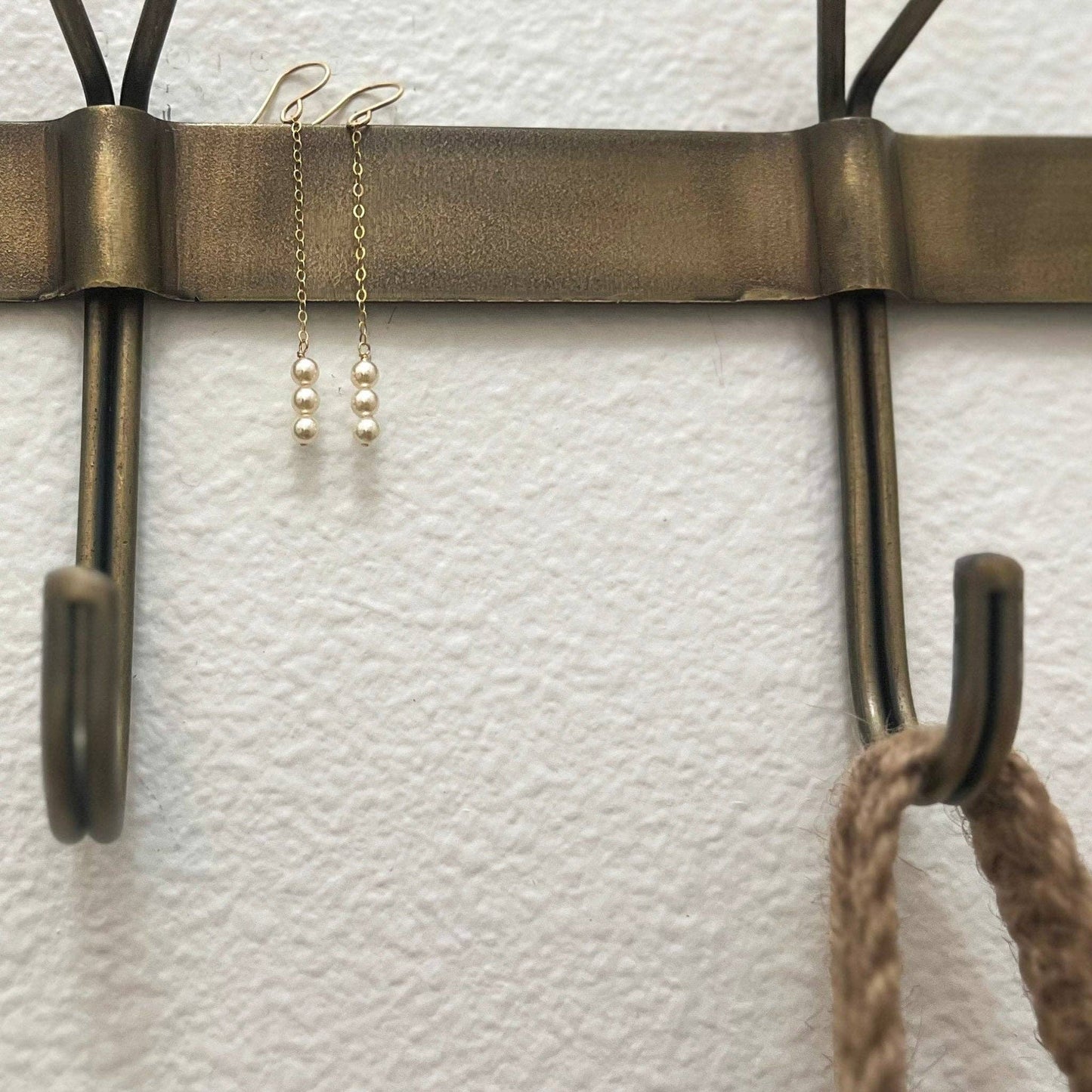 Sela+Sage - 3 Pearl Drop Earrings, Long Pearl Dangle
