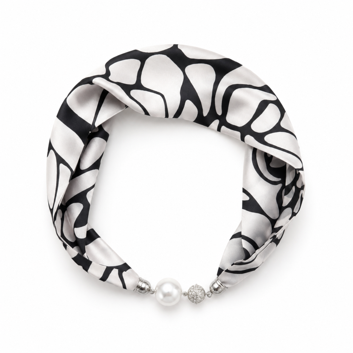 Ellison+Young - Ellison+Young Satin Twilly Scarf Necklace with Jeweled Magnetic Clasp