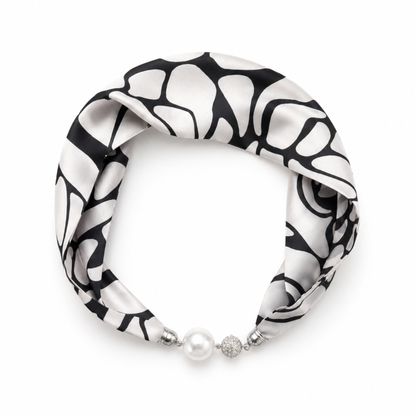 Ellison+Young - Ellison+Young Satin Twilly Scarf Necklace with Jeweled Magnetic Clasp