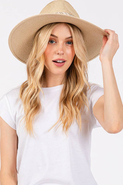 Hana - Aztec Tribal Pattern Band Straw Summer Sun Hat