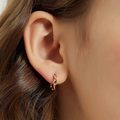 Melange Blanc - Ariel twisted huggie hoop earrings, twist hoop earrings