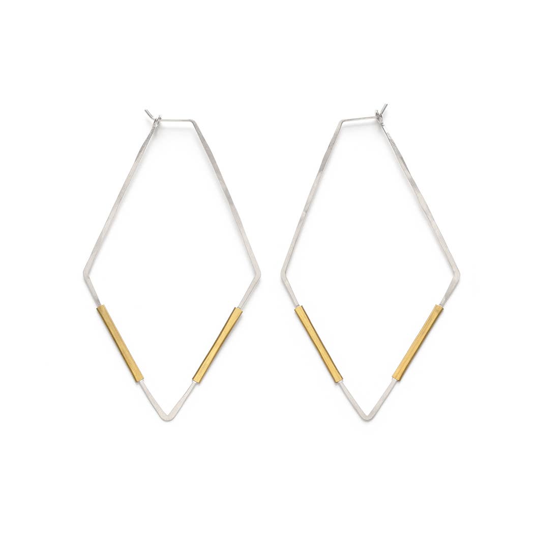 Mind's Eye Design - Handcrafted Mixed Metal Hoops- Rhombus