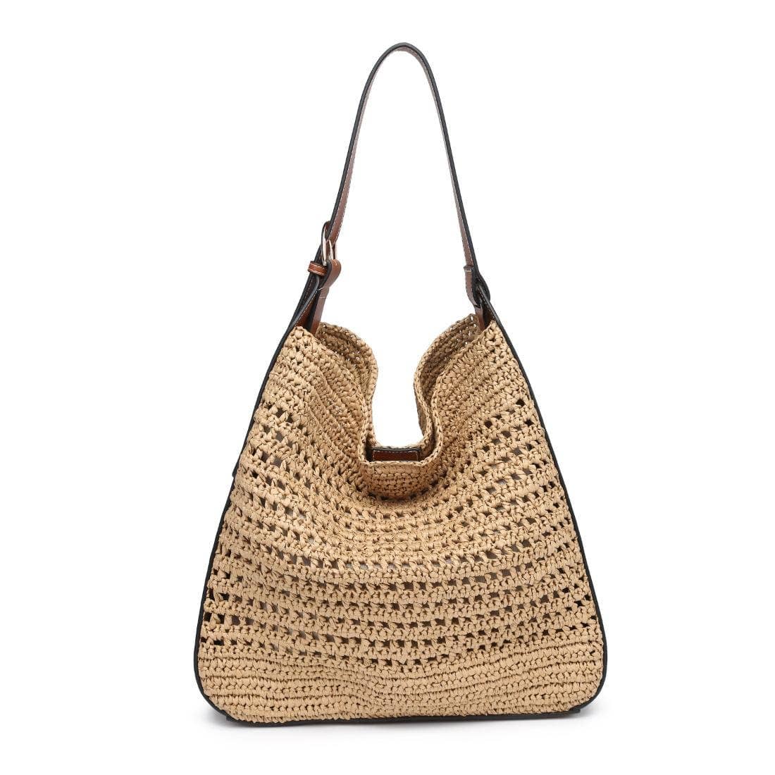 MiMi Wholesale - 36007ML 2 in 1 Savannah Straw Hobo Tote Bag With Pouch