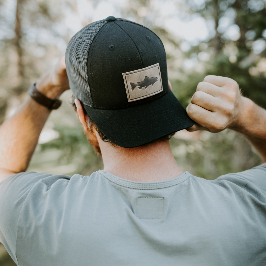 Range Leather Co. - Trout Hat - Leather Patch Trucker Cap